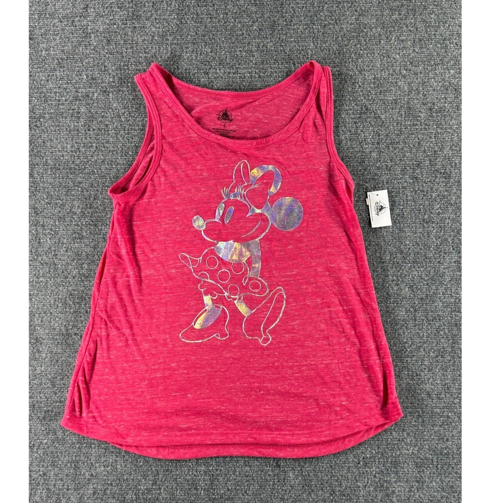 Disney Parks Womens Minnie Mouse Holographic Iridescent Tank Top Pink Small NWT